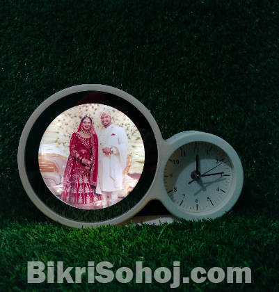 Magic Mirror Photo Frame with LED Light and Watch